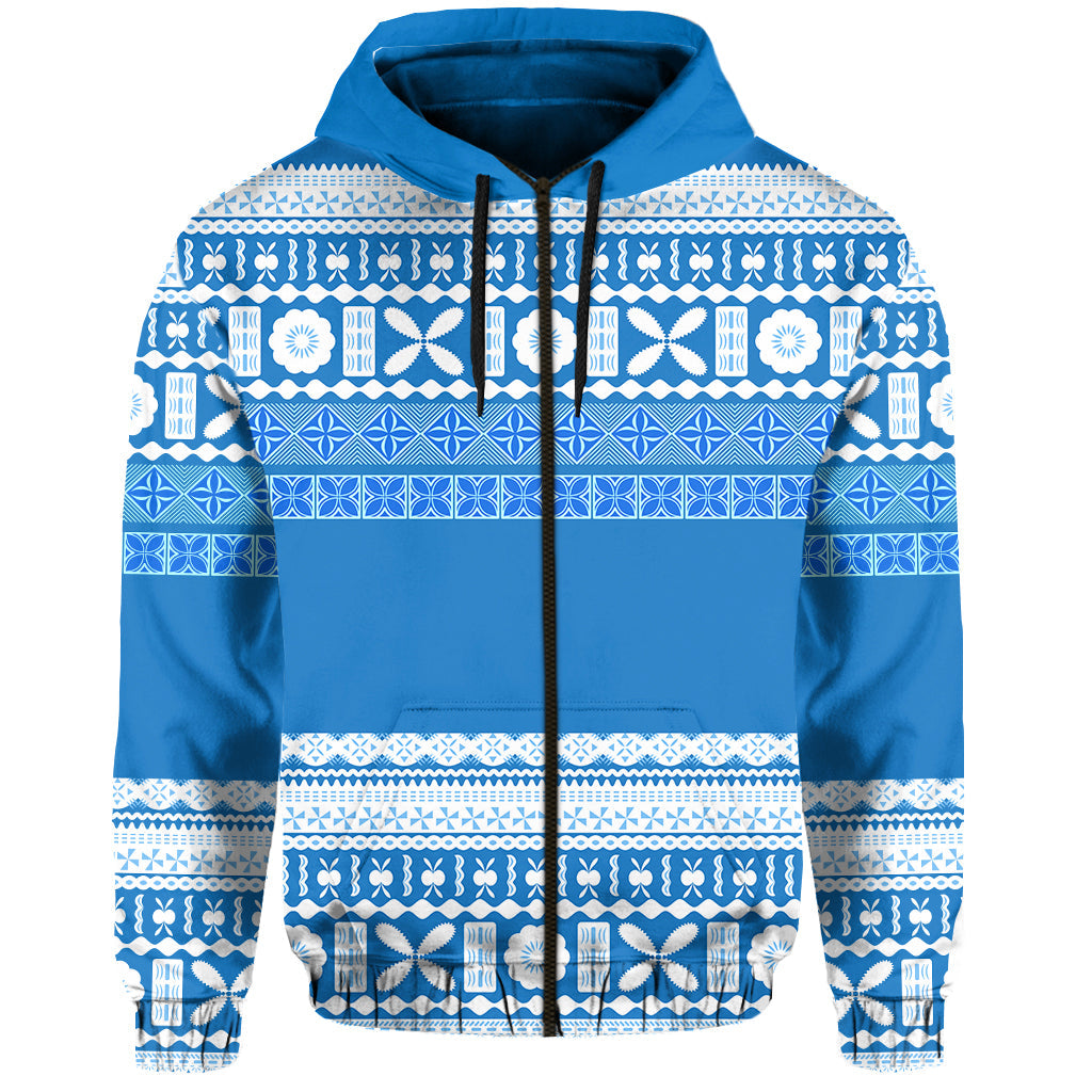 Bula Fiji Zip Hoodie Tapa Pattern