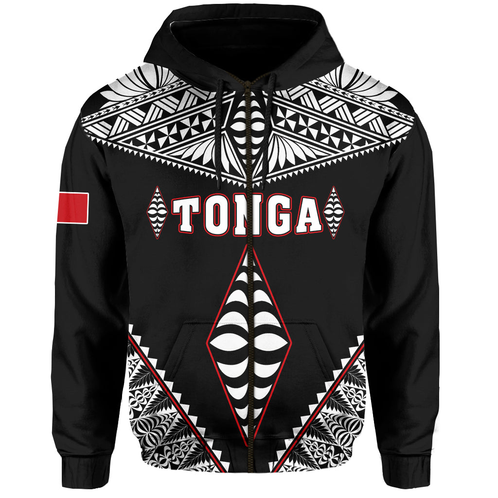Tonga Zip Hoodie Tongan Kupesi Pattern