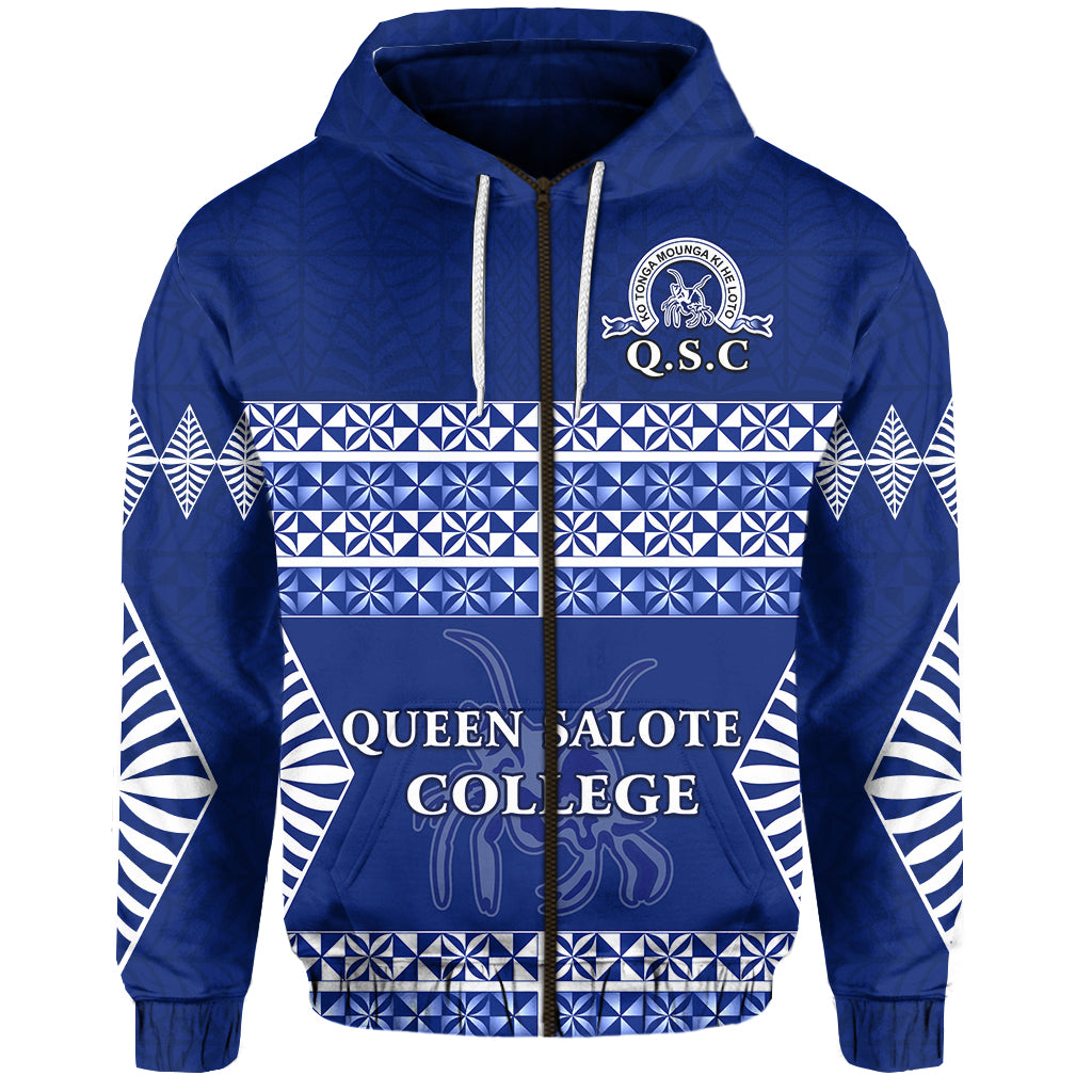 Queen Salote College Zip Hoodie Tonga Pattern