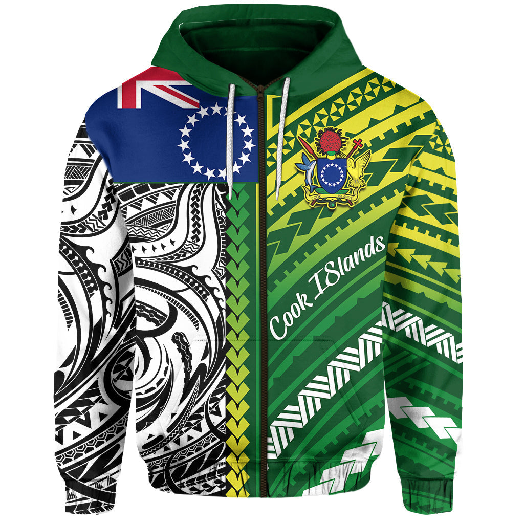 Cook Islands Unique Zip Hoodie Polynesia Pattern