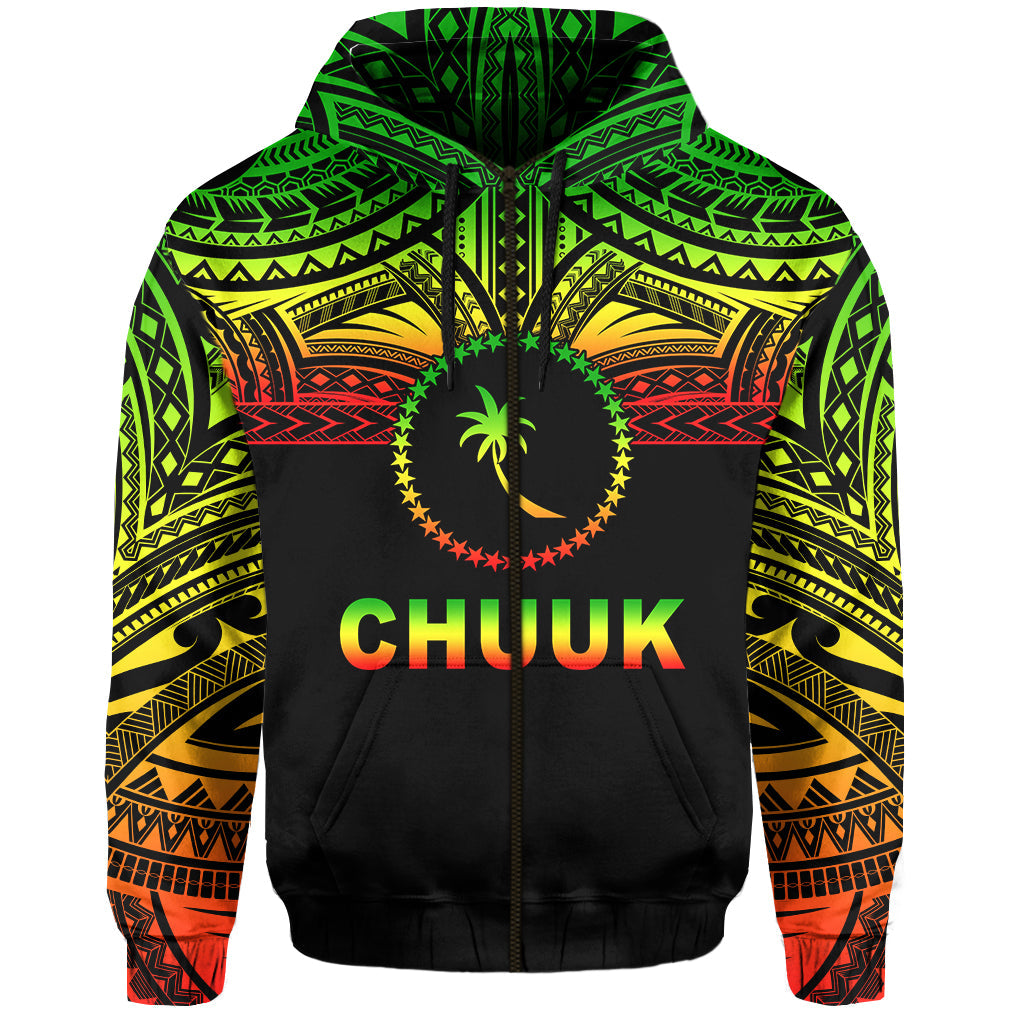 Chuuk Flag Zip Hoodie Micronesia Style Reggae