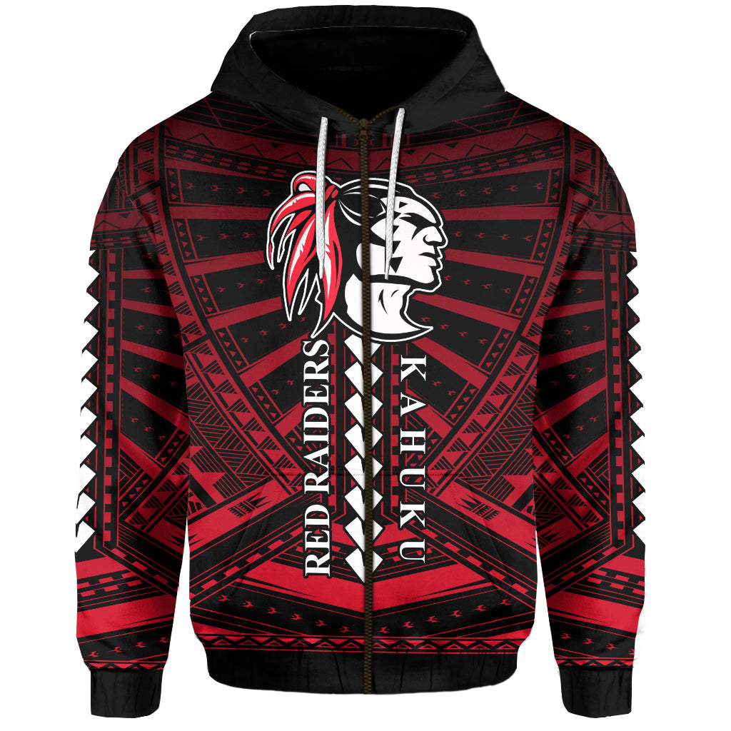 Polynesian Red Raiders Zip Hoodie Kahuku Hawaii School