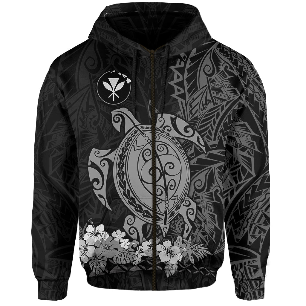 Hawaii Polynesian Zip Hoodie Gray Sea Turtles Hawaiian