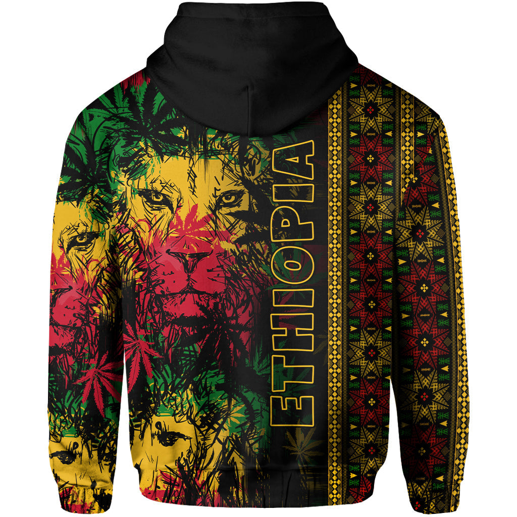 Ethiopia Lion Reggae Hoodie Ethiopian Cross