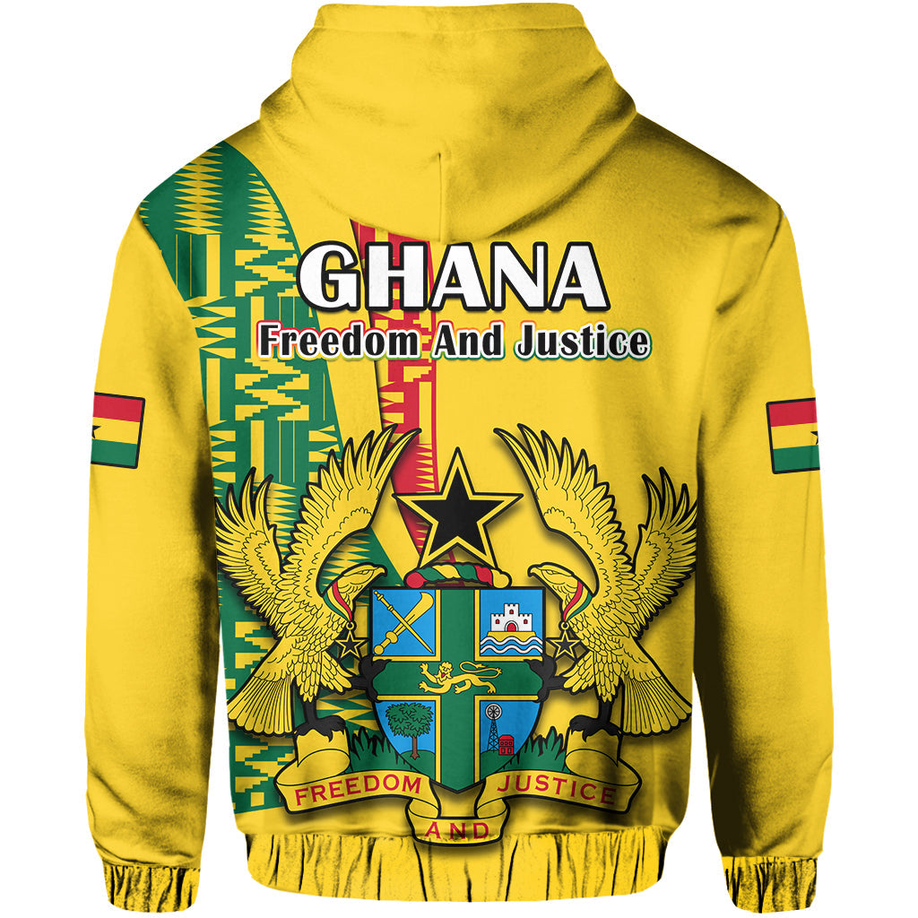 Ghana Hoodie Ghanan Coat Of Arms Mix Kente Pattern
