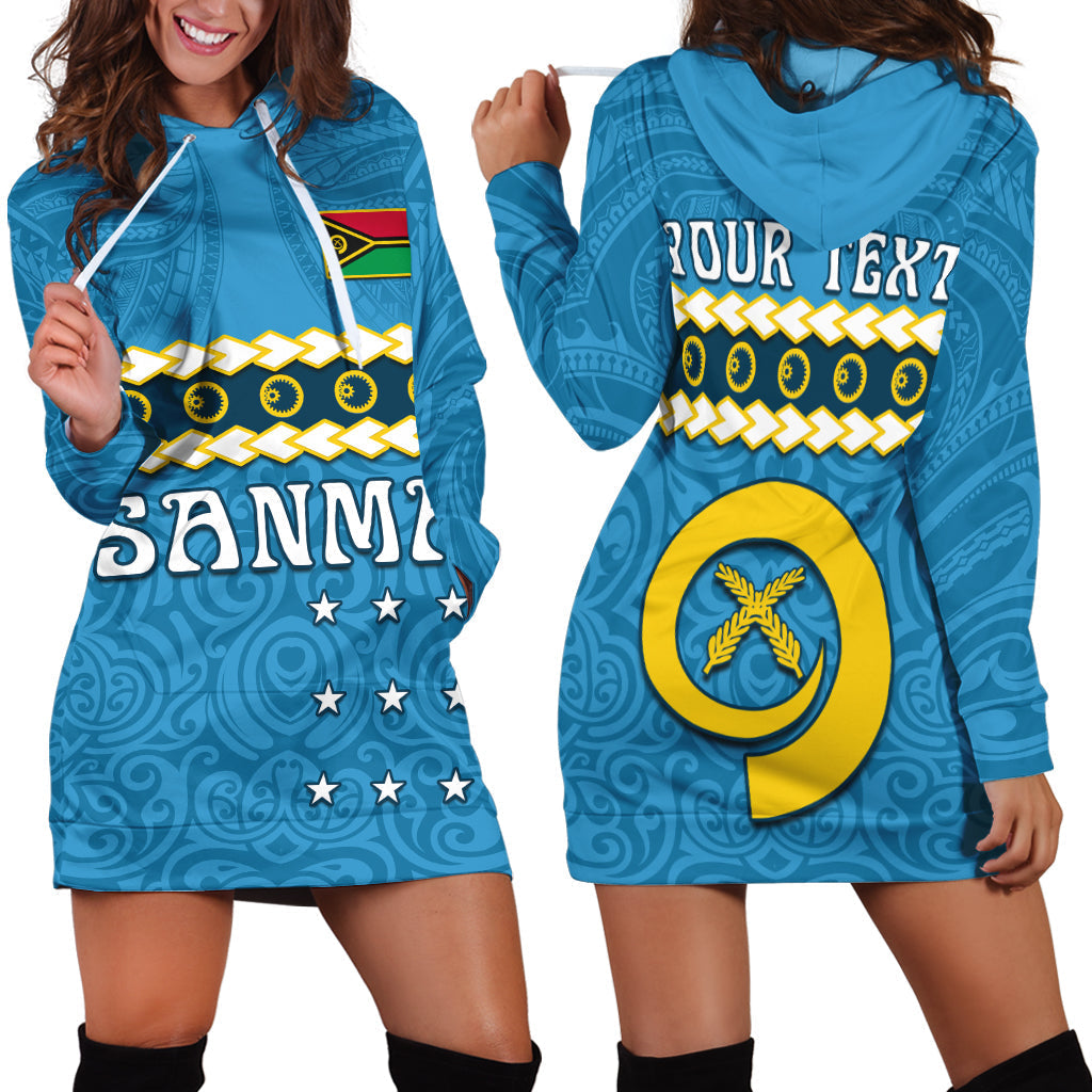 Custom Personalised Sanma Province Hoodie Dress Vanuatu Pig Tusk Polynesian Flag Style