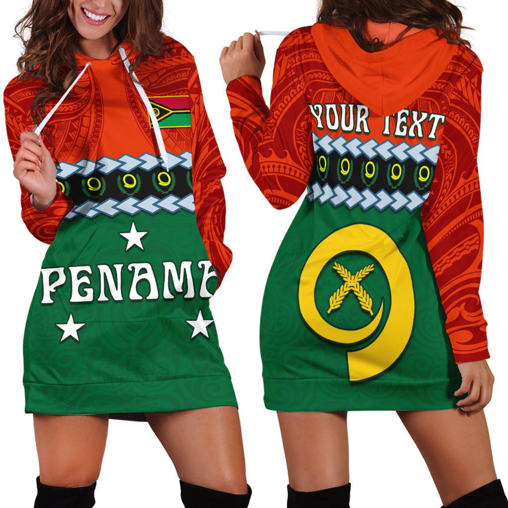 Custom Personalised Penama Province Hoodie Dress Vanuatu Pig Tusk Polynesian Flag Style