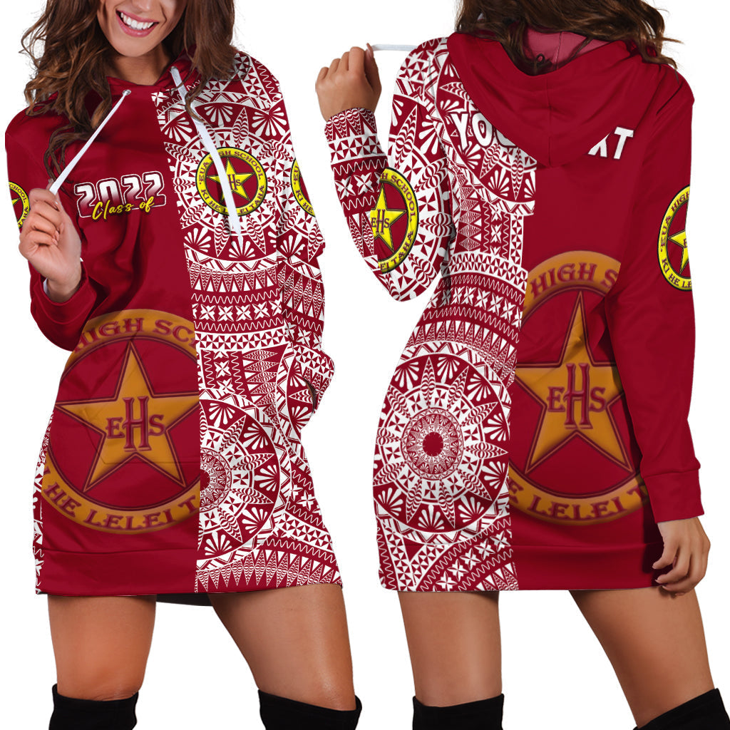 Custom Personalised Tonga Eua High School Hoodie Dress Class Of Year Tongan Ngatu Pattern