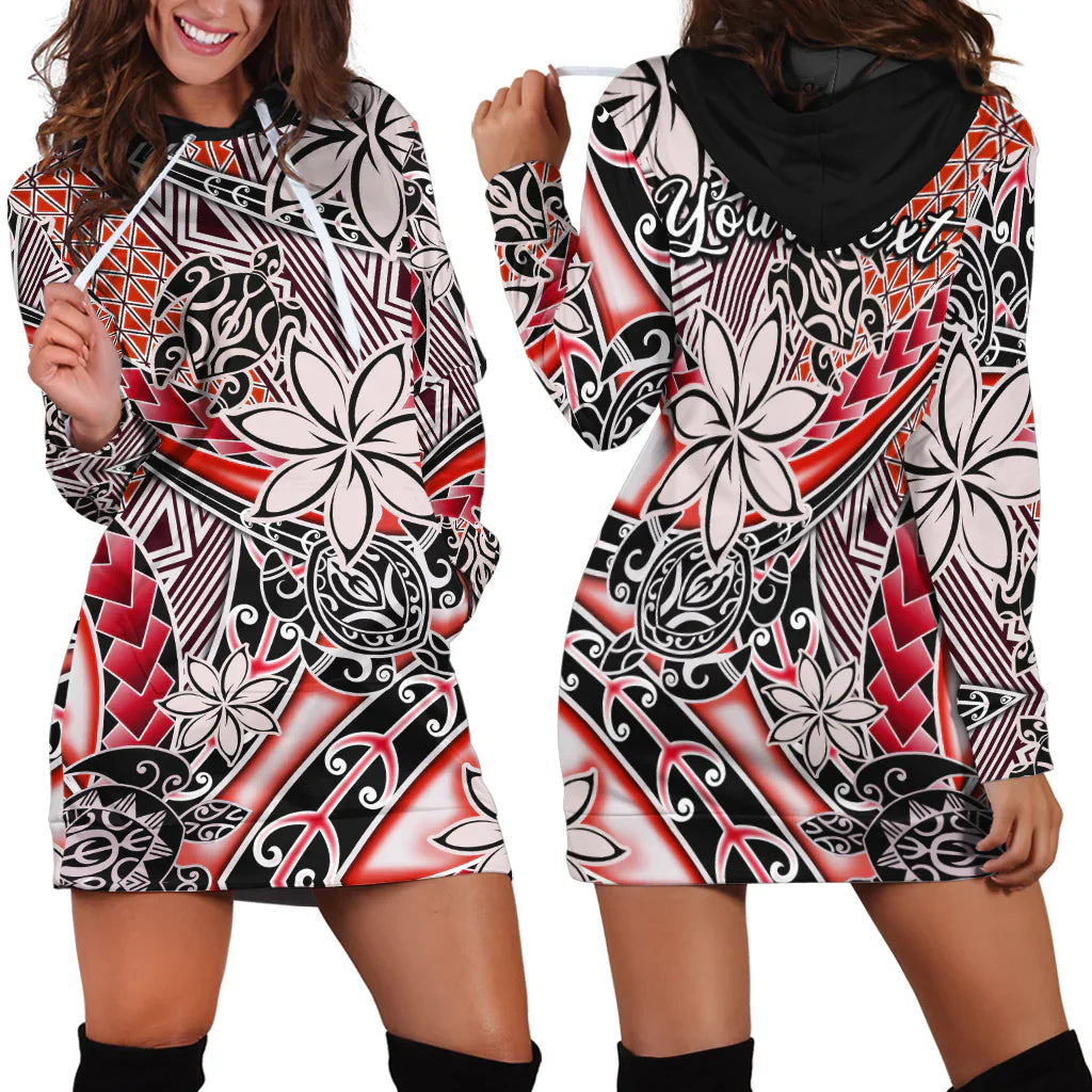 Custom Personalised Hawaii Hoodie DressTribal Plumeria With Polynesian Turtle Ver.03