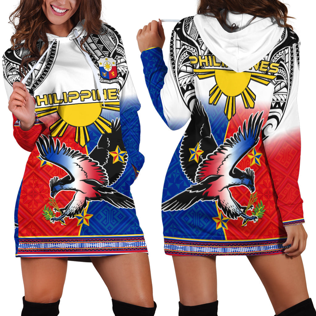 Philippines Hoodie Dress Polynesian Filipino Pattern With Eagle