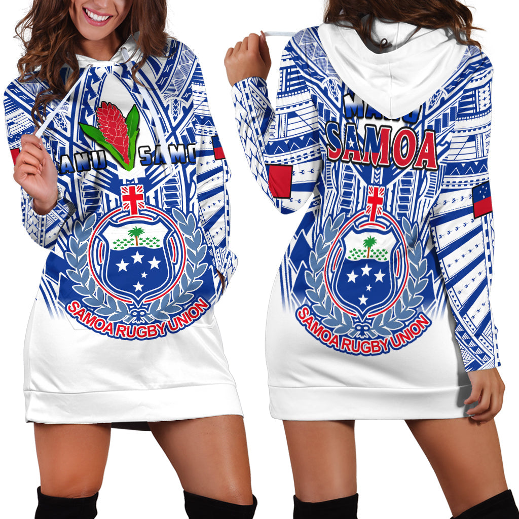Samoa Rugby Hoodie Dress Manu Samoa 7s Ginger White Polynesian