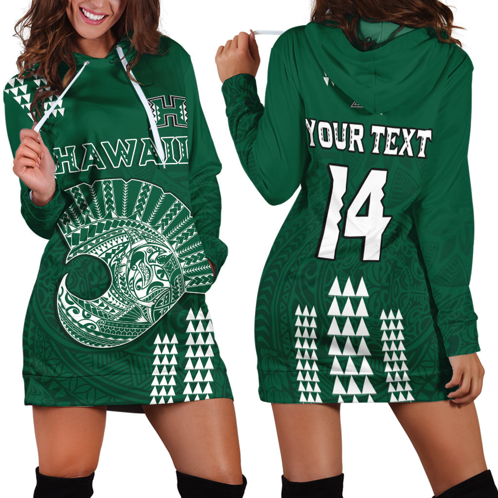Custom Text And Number Hawaii Football Hoodie Dress Kakau Rainbow Warriors Helmet