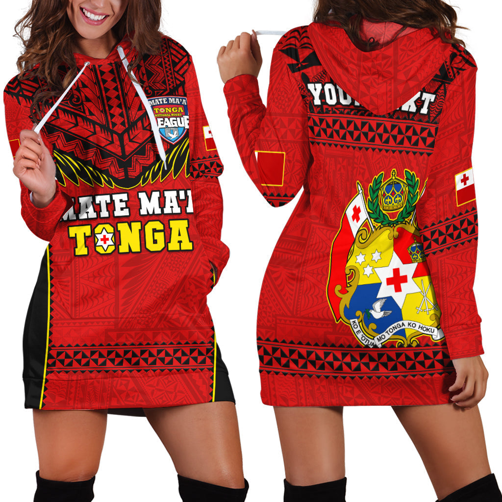 Custom Personalised Tonga Rugby Hoodie Dress Mate Maa Tonga Pacific Ngatu Black