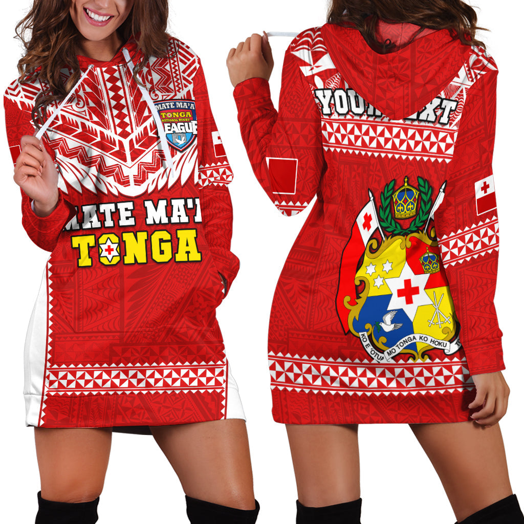 Custom Personalised Tonga Rugby Hoodie Dress Mate Maa Tonga Pacific Ngatu White