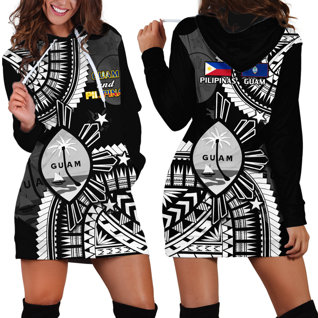 Guam and Philippines Hoodie Dress Guaman Filipinas Together Black