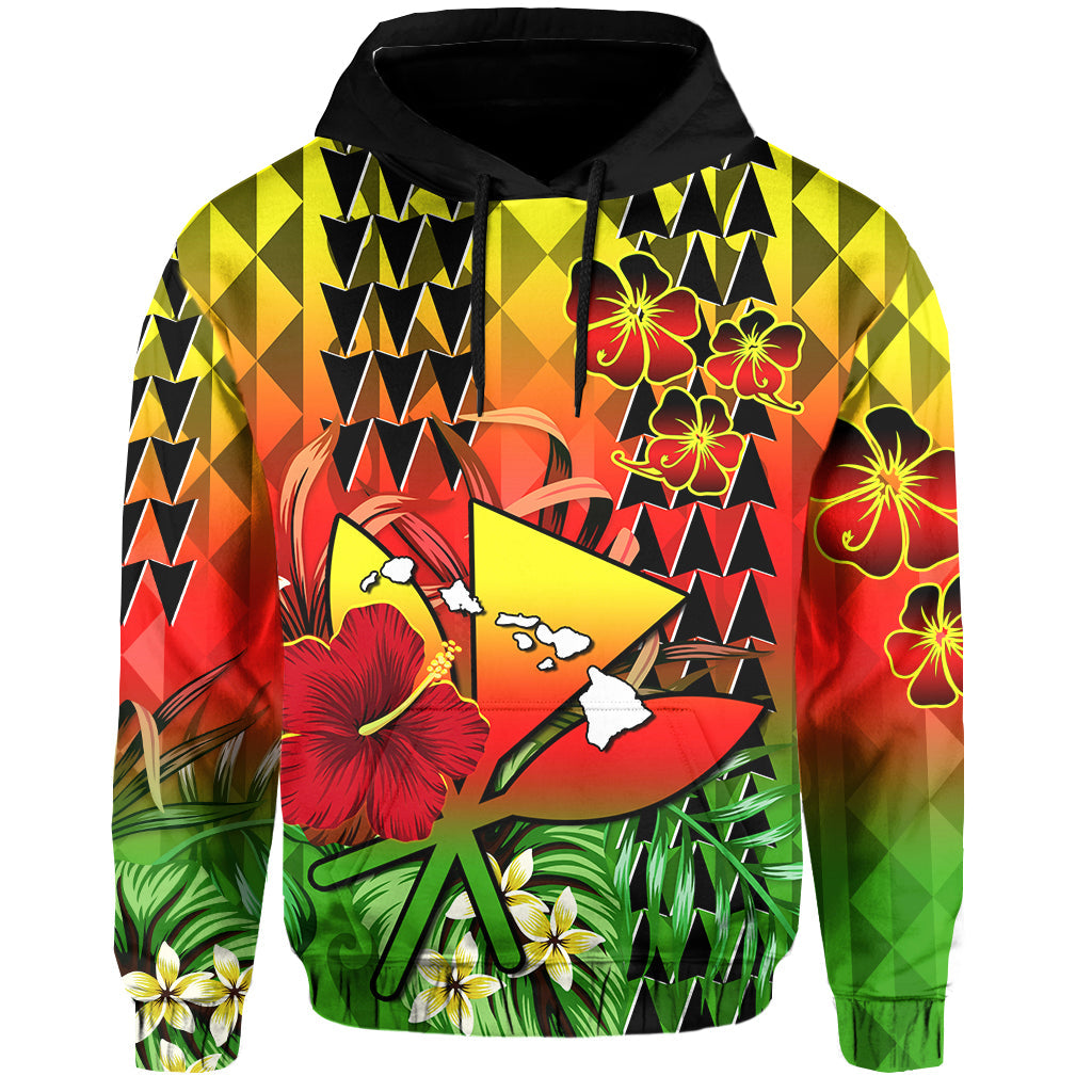 Hawaii Flowers Hoodie Color Tribal Pattern Hawaiian