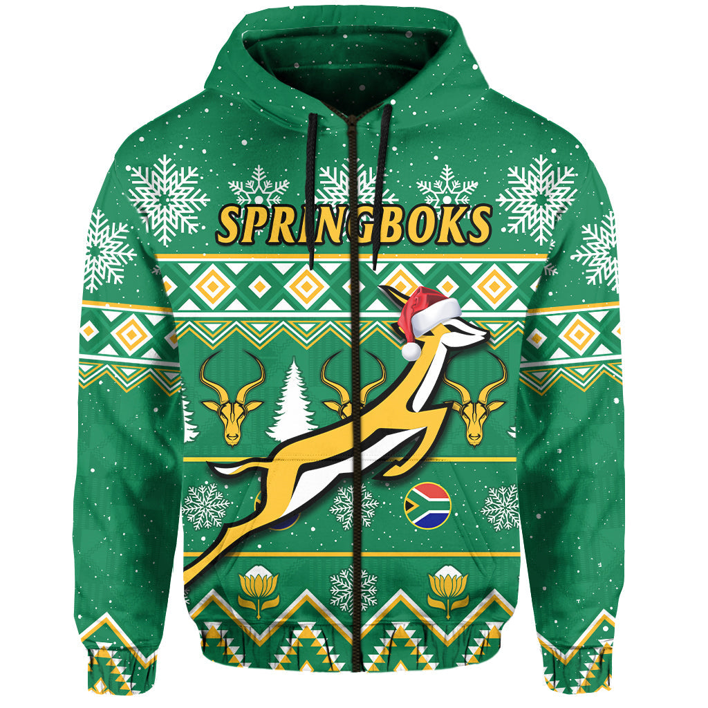 Custom South Africa Rugby Christmas Hoodie Springboks Proud Geseende Kersfees