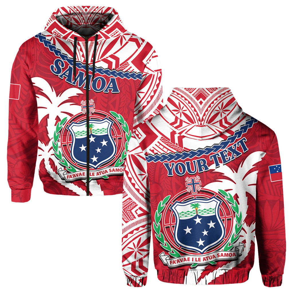 ( Personalised) Samoa Hoodie Samoan Coat Of Arms With Coconut Red Style
