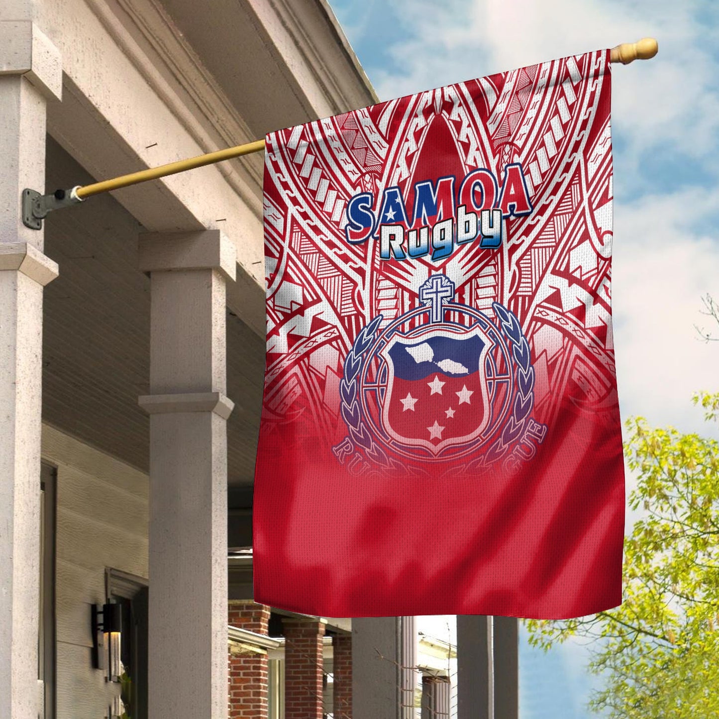 Samoa Rugby Flag Toa Samoa Polynesian Pacific Red Version