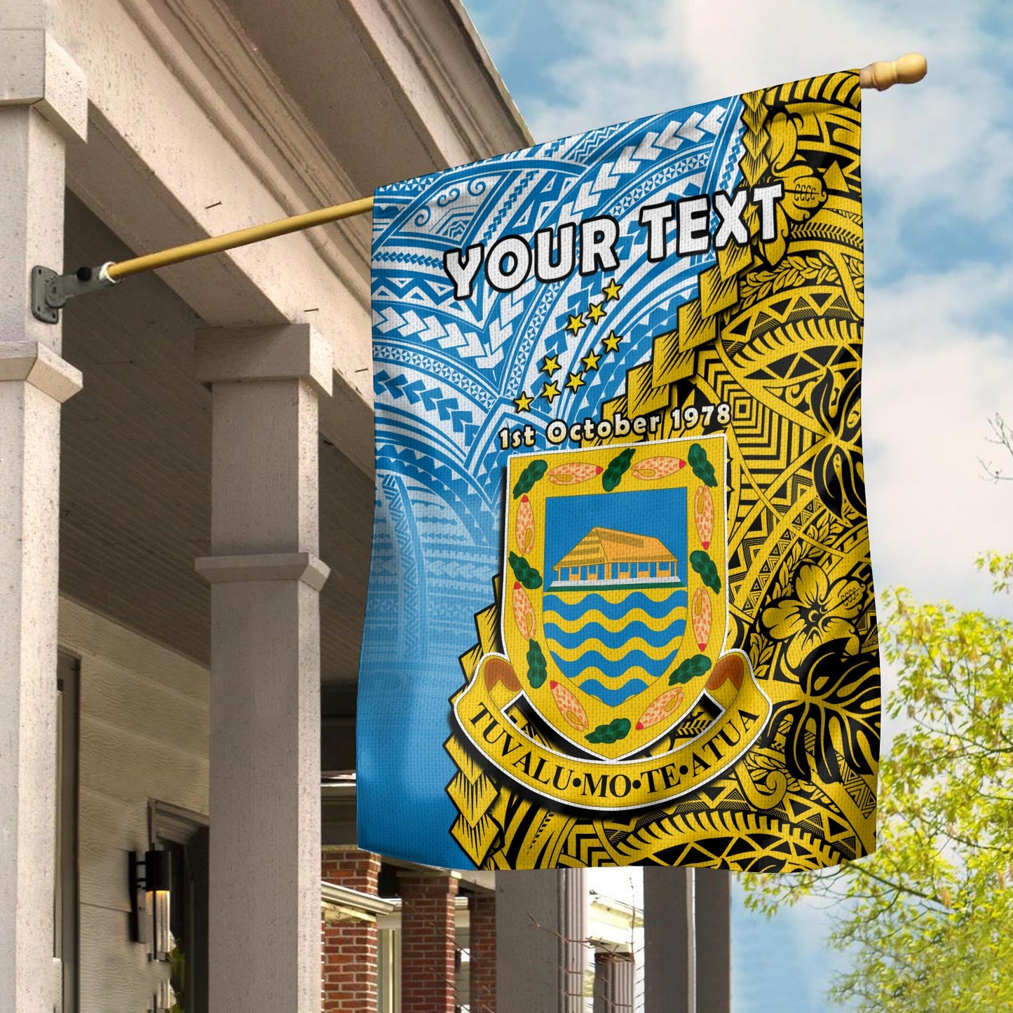 (Custom Personalised) Tuvalu 1978 Flag Happy 44th Independence Anniversary Polynesian Pattern