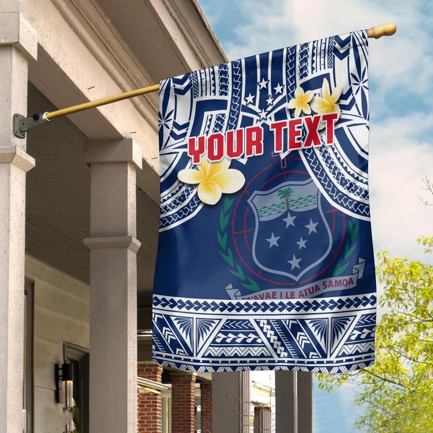 (Custom Personalised) Samoa Flag Samoan Plumeria Flowers Mix Polynesian Pattern