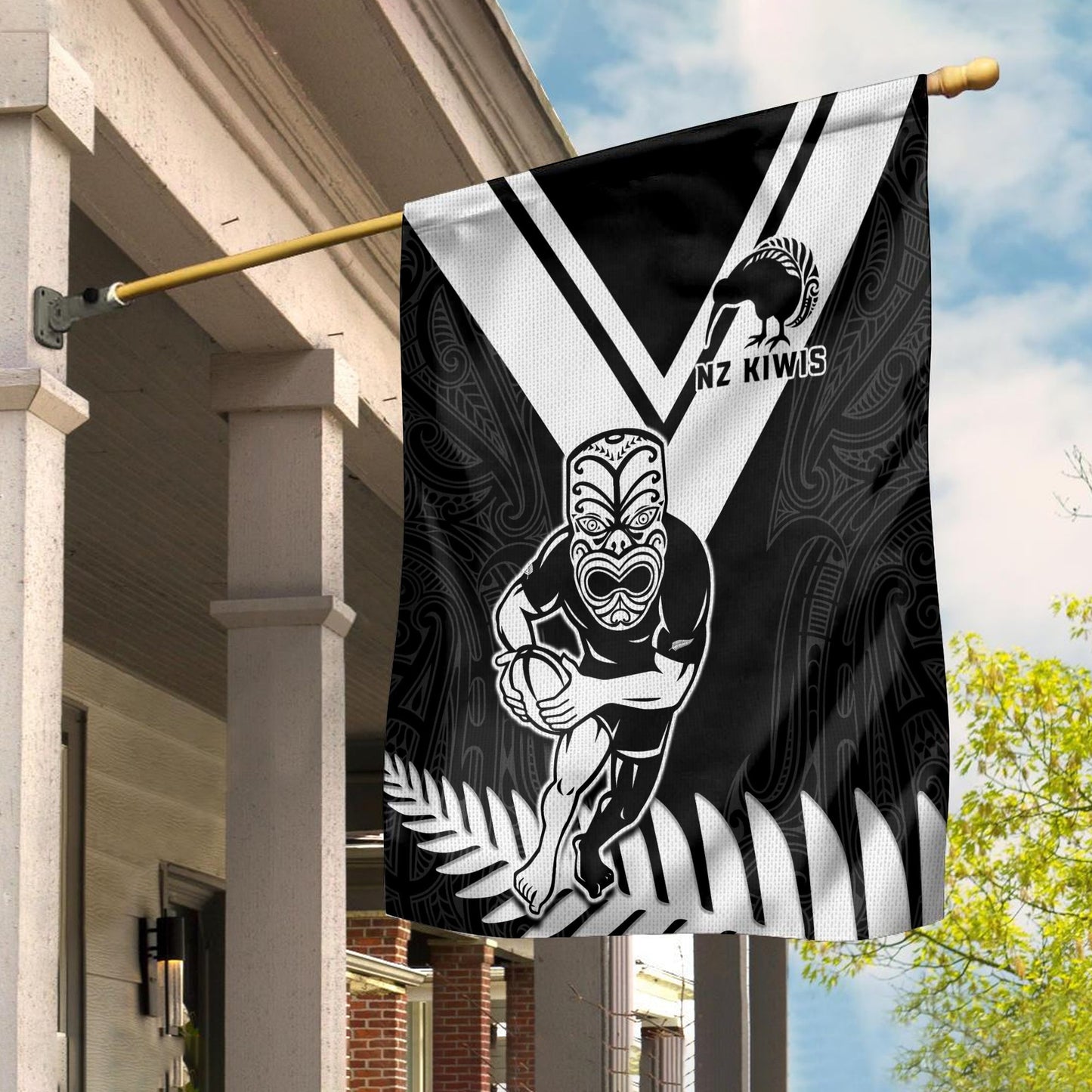 New Zealand Silver Fern Rugby Flag NZ Kiwi Pacific Maori Sporty Ver.02