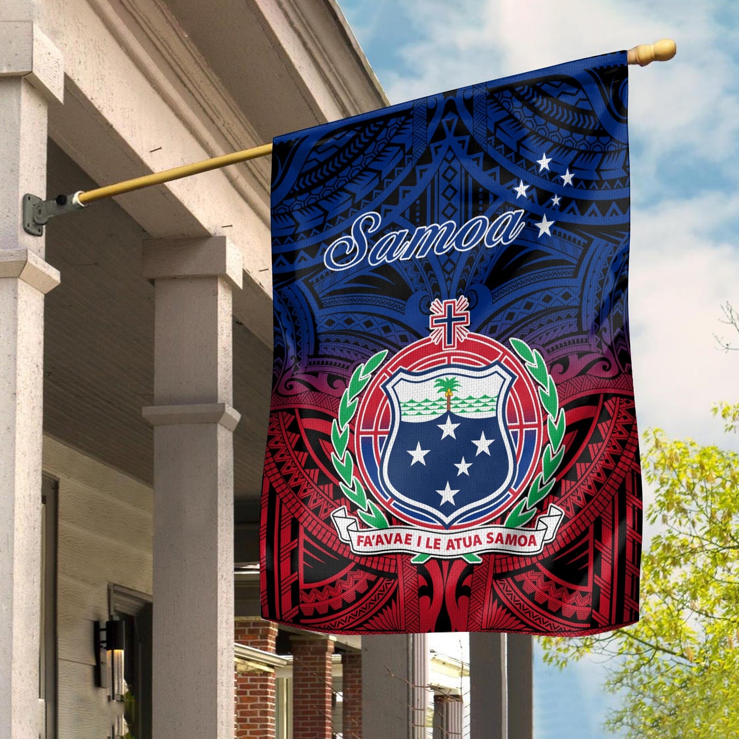 Samoa Flag Samoan Coat Of Arms Polynesian Ver.04