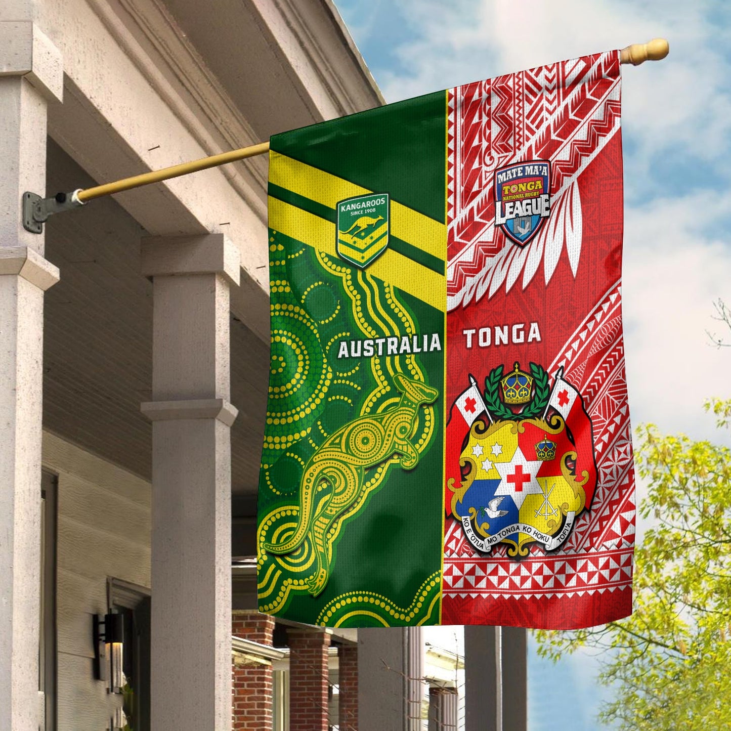 Tonga And Australia Rugby Flag Mate Maa Tonga Mix Kangaroos