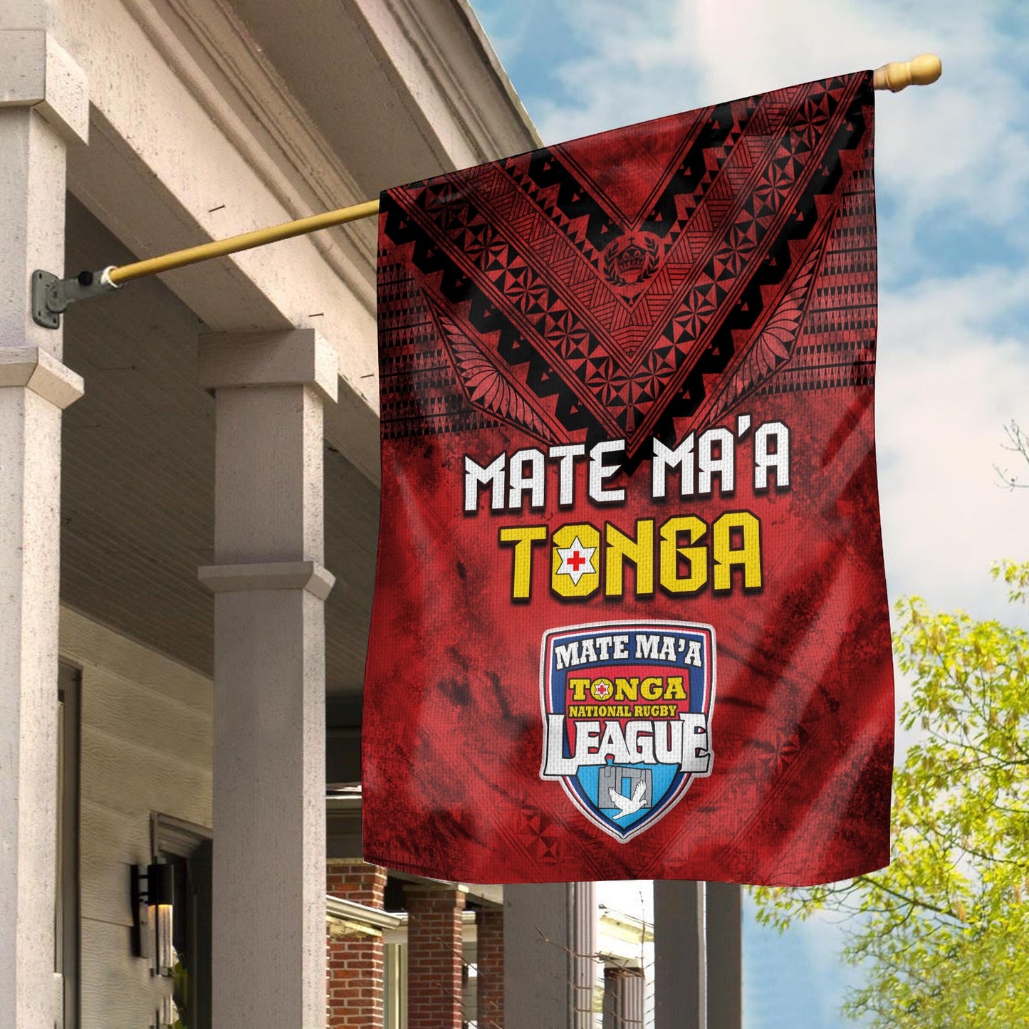 Tonga Rugby MMT Flag Ngatu Mate Maa Tonga Grunge