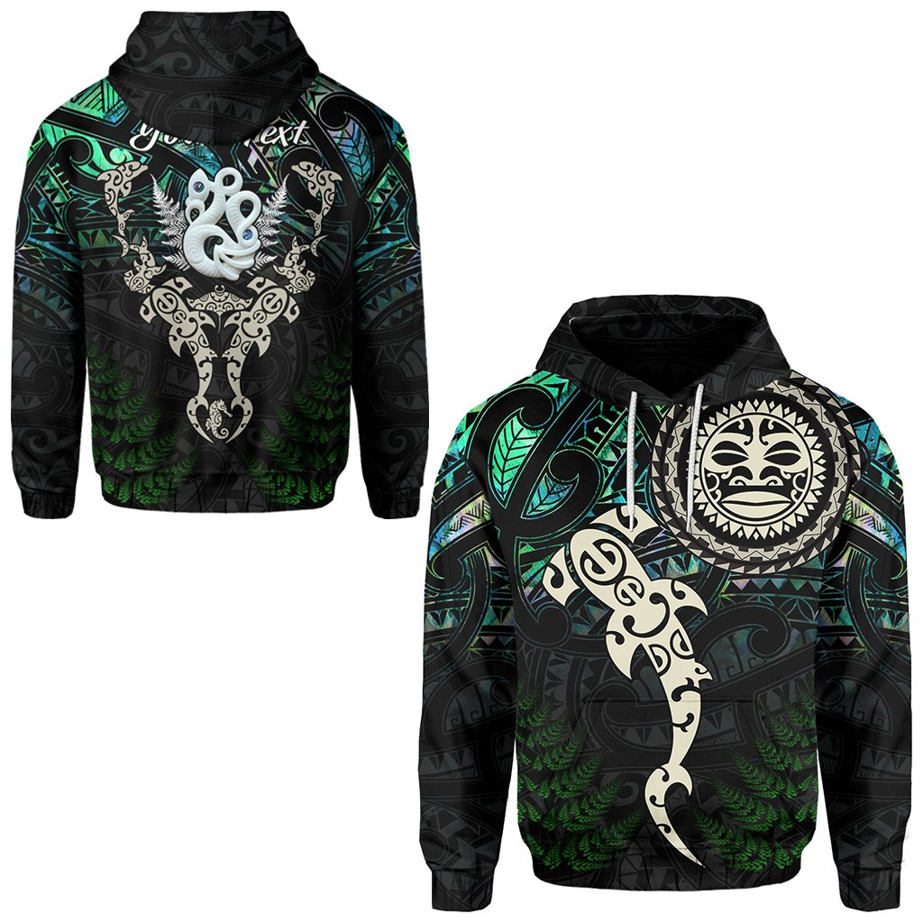 ( Personalised) Aotearoa Paua Shell Hoodie Maori Manaia and Fish