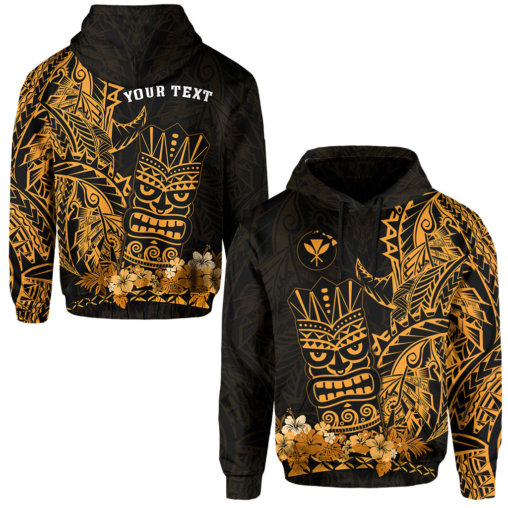 ( Personalised) Hawaii Polynesian Hoodie Gold Tiki Masks Hawaiian