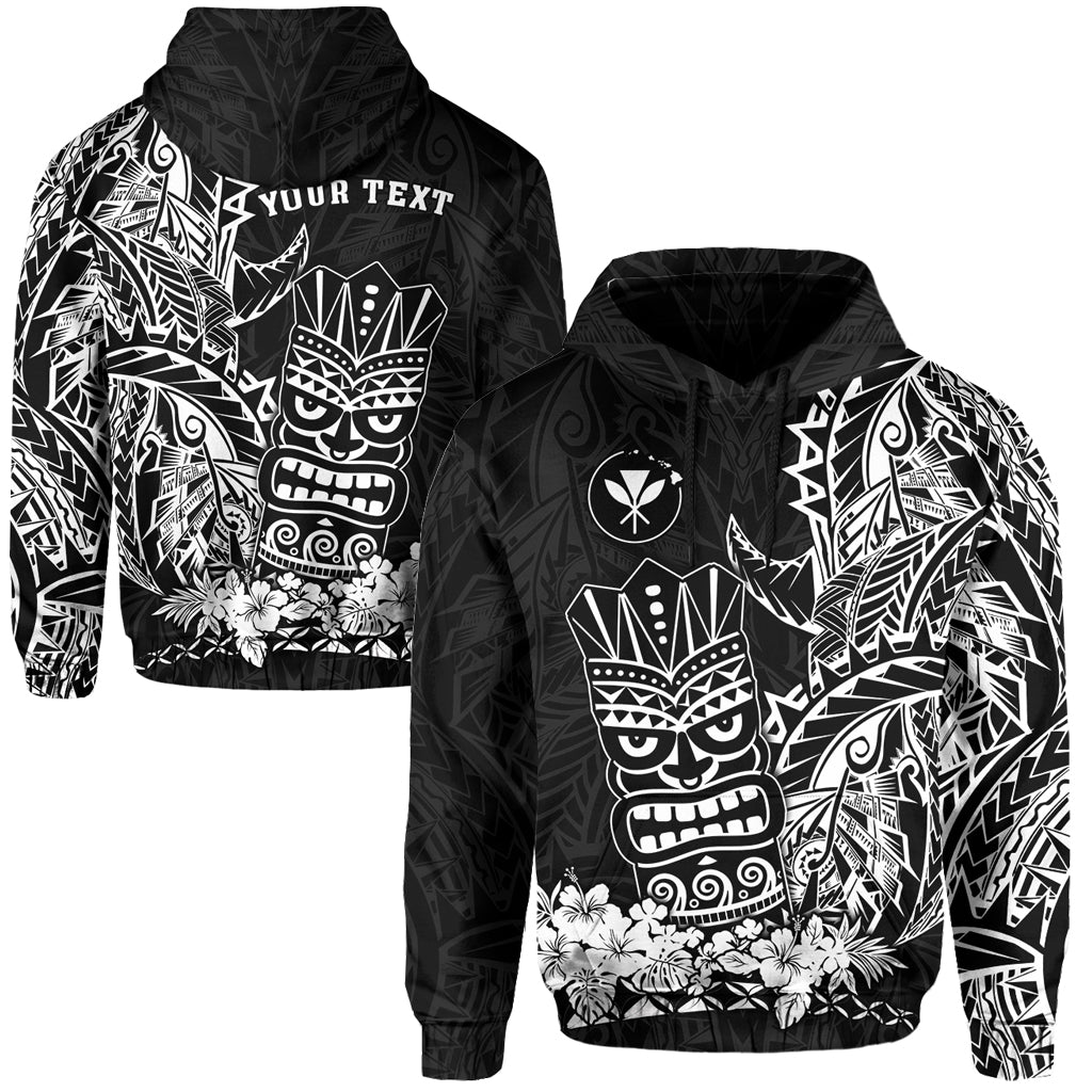 ( Personalised) Hawaii Polynesian Hoodie White Tiki Masks Hawaiian