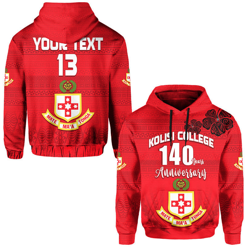 ( Text and Number) Kolisi Tonga College Atele Hoodie 140 Years Anniversary Tongan Ngatu