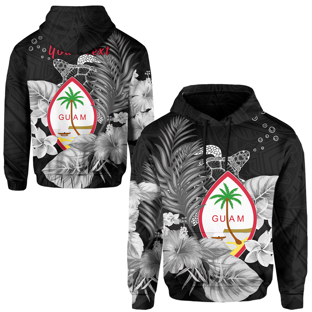 ( Personalised) Guam Seal Hoodie Polynesian Turtle with Flowers Version White