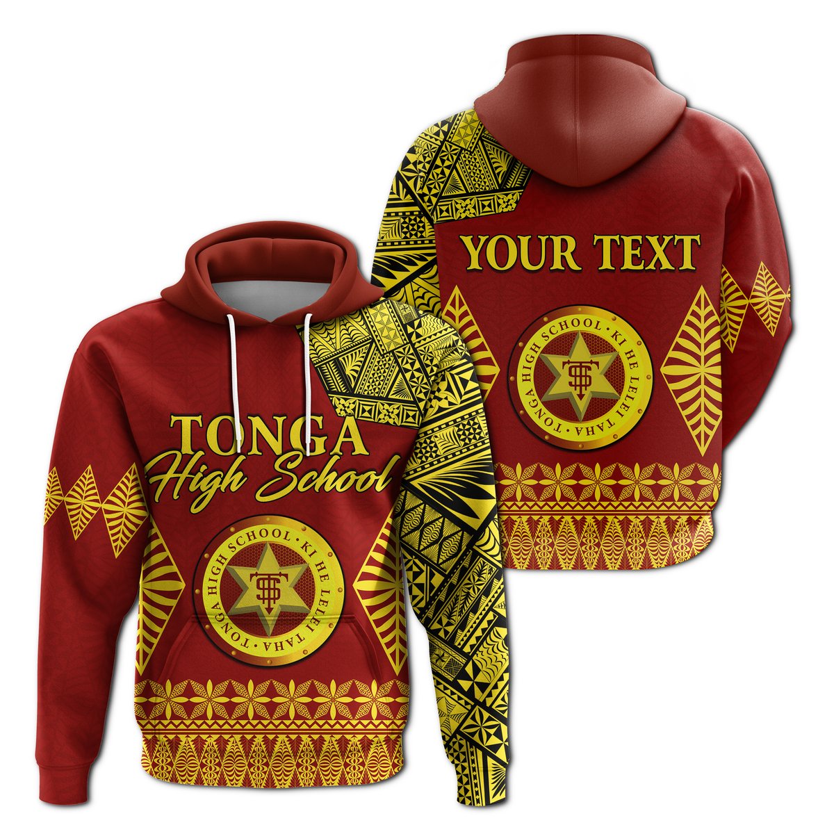 ( Personalised) Tonga High School Hoodie Tongan Ngatu