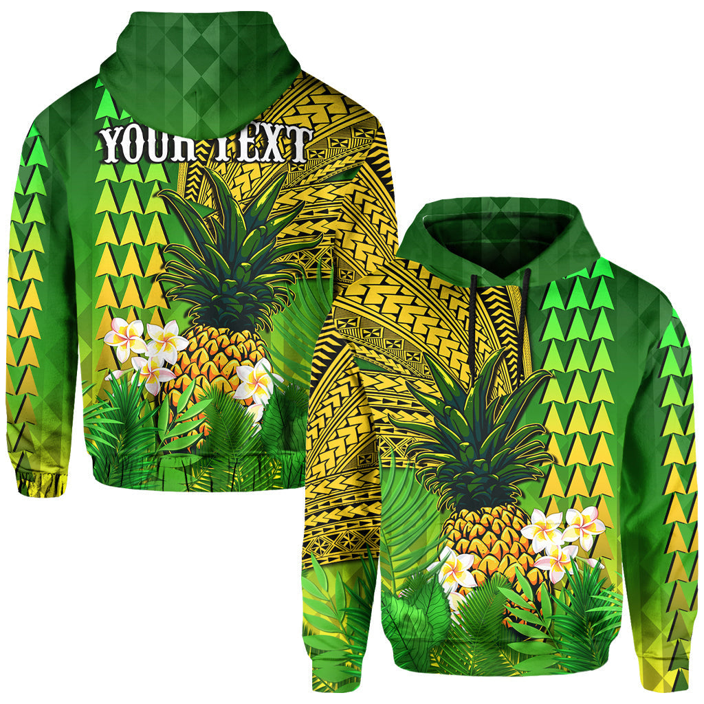 ( Personalised) Hawaii Pineapple Hoodie Plumeria Frangipani Mix Tribal Pattern