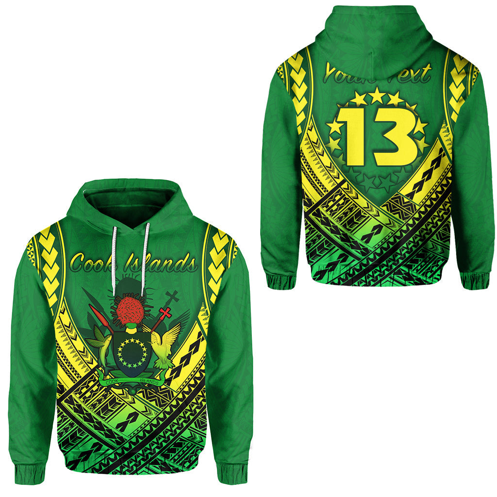 ( Personalised) Cook Islands Rugby Hoodie Simple Polynesian Text and Number