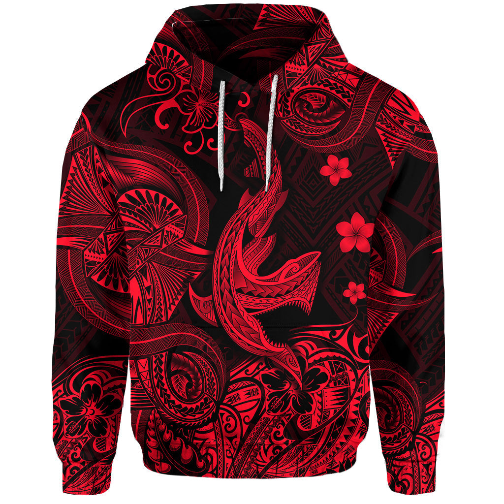 Hawaii Shark Angry Polynesian Hoodie Unique Style Red