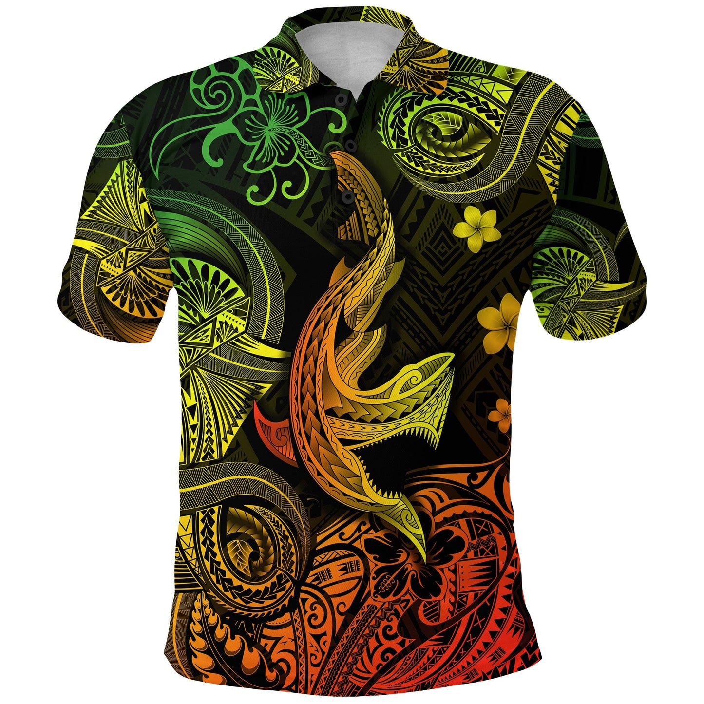 Hawaii Angry Shark Polynesian Polo Shirt Unique Style - Reggae