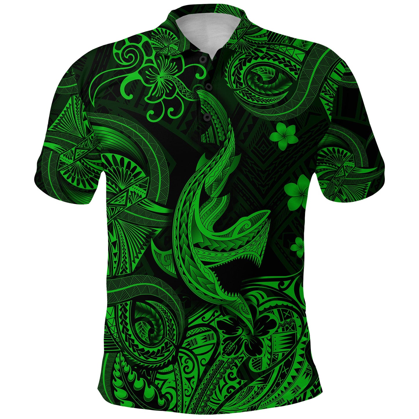 Hawaii Angry Shark Polynesian Polo Shirt Unique Style - Green Shirt