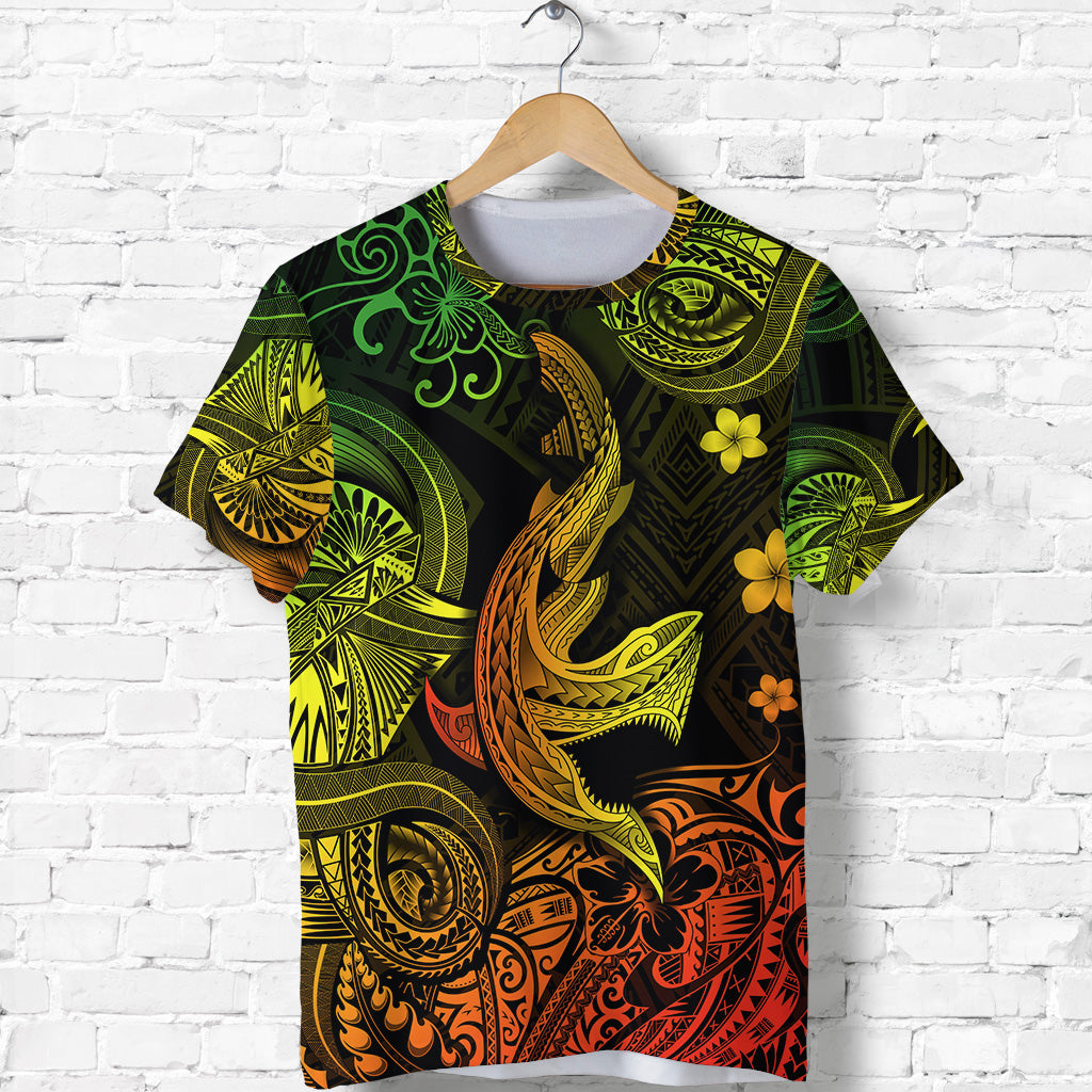 Hawaii Angry Shark Polynesian T Shirt Unique Style Reggae