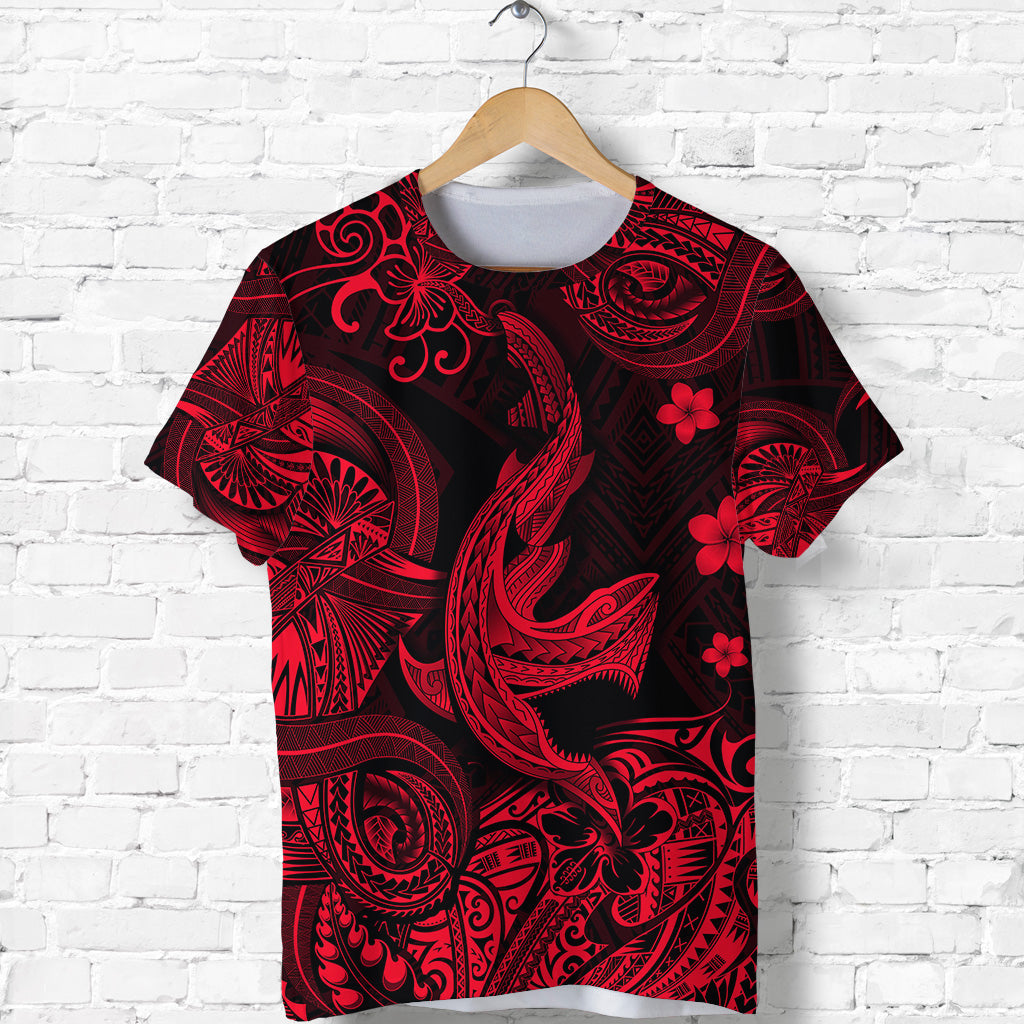 Hawaii Shark Angry Polynesian T Shirt Unique Style Red