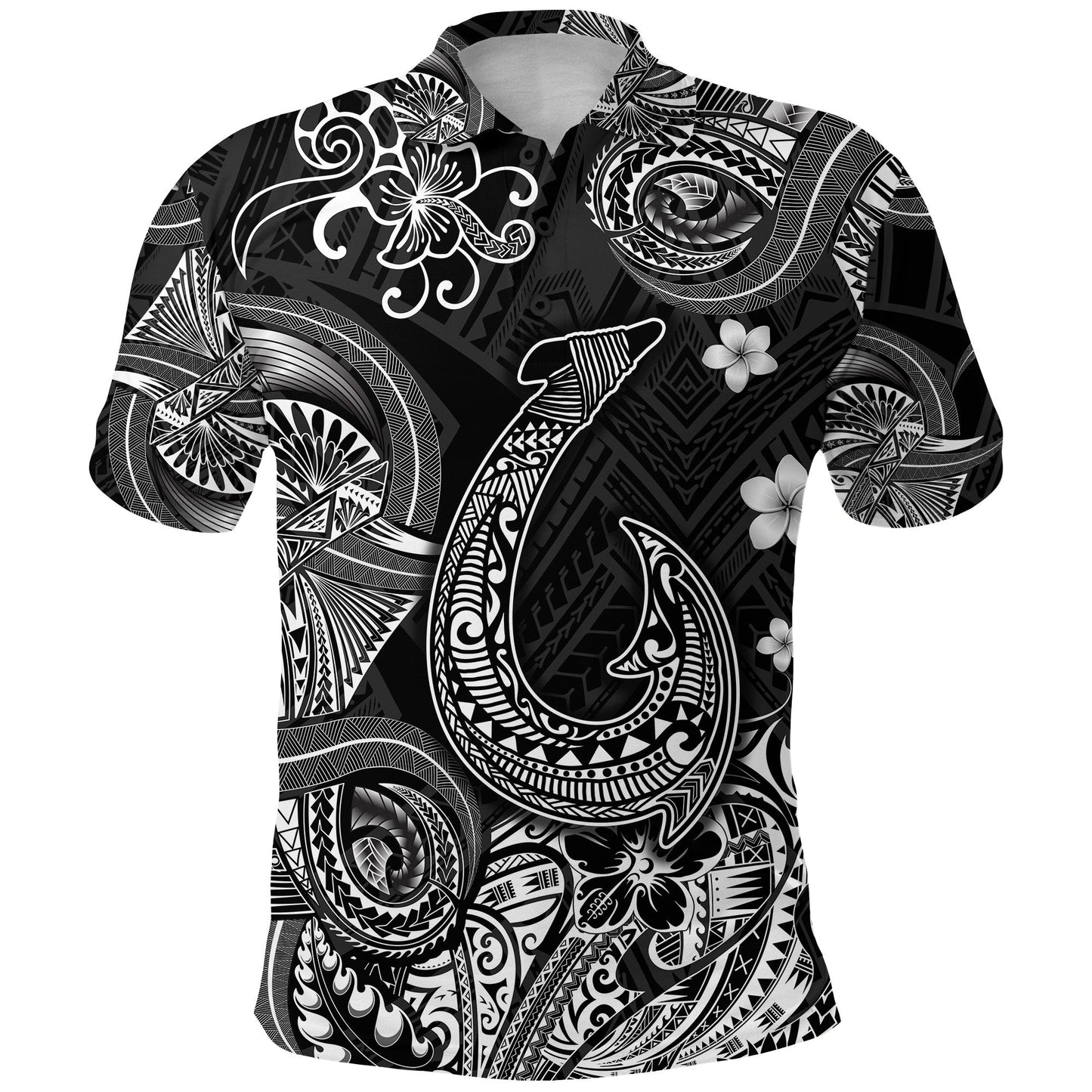 Hawaii Fish Hook Polynesian Polo Shirt Unique Style - Black