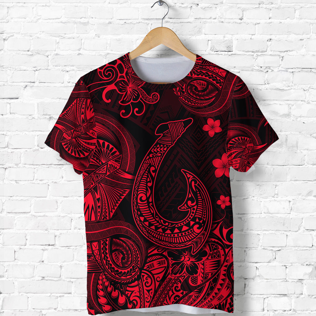 Hawaii Fish Hook Polynesian T Shirt Unique Style Red