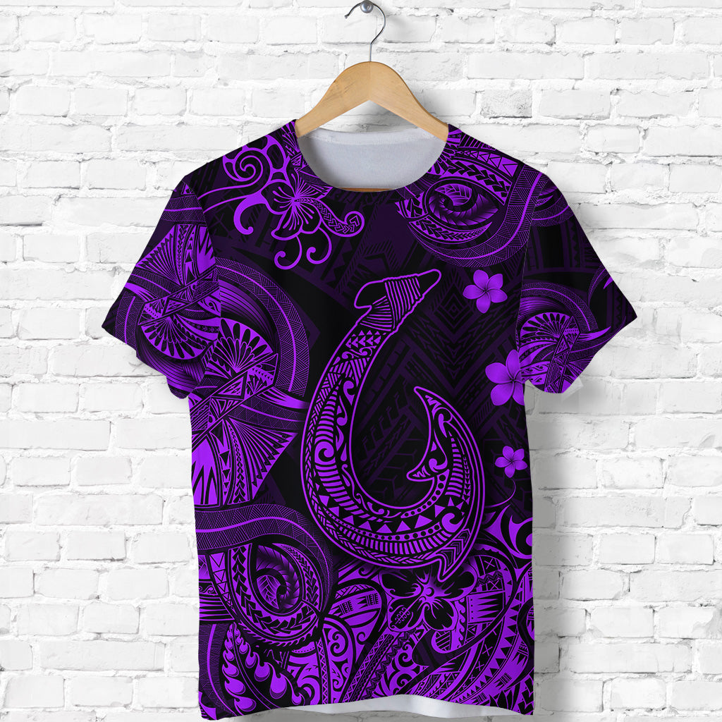Hawaii Fish Hook Polynesian T Shirt Unique Style Purple