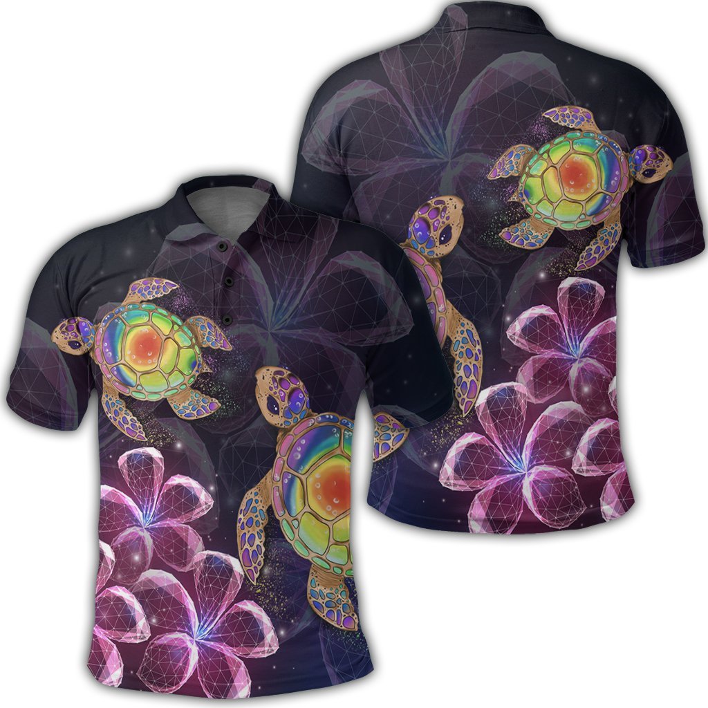 Hawaii Galaxy Turtle Hibiscus Polo Shirt - AH
