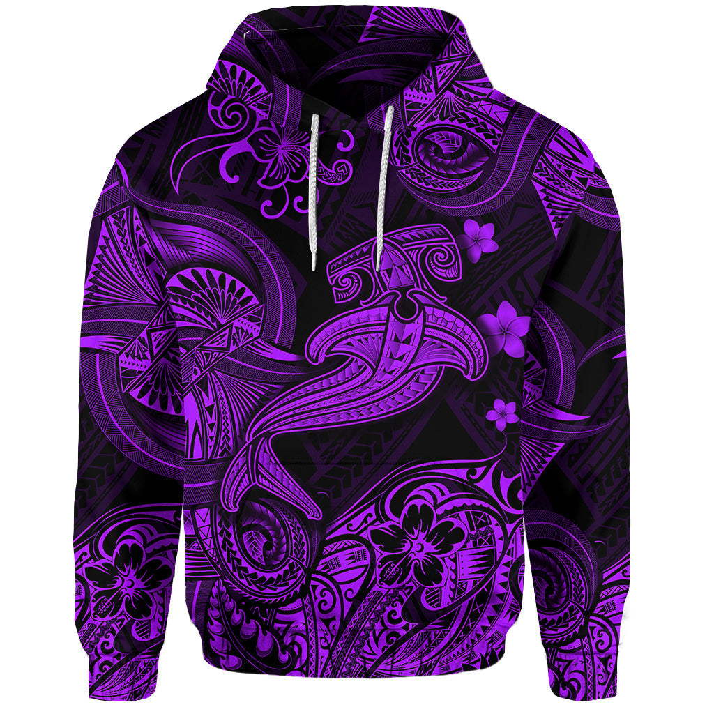 Hawaii Hammer Shark Polynesian Hoodie Unique Style Purple