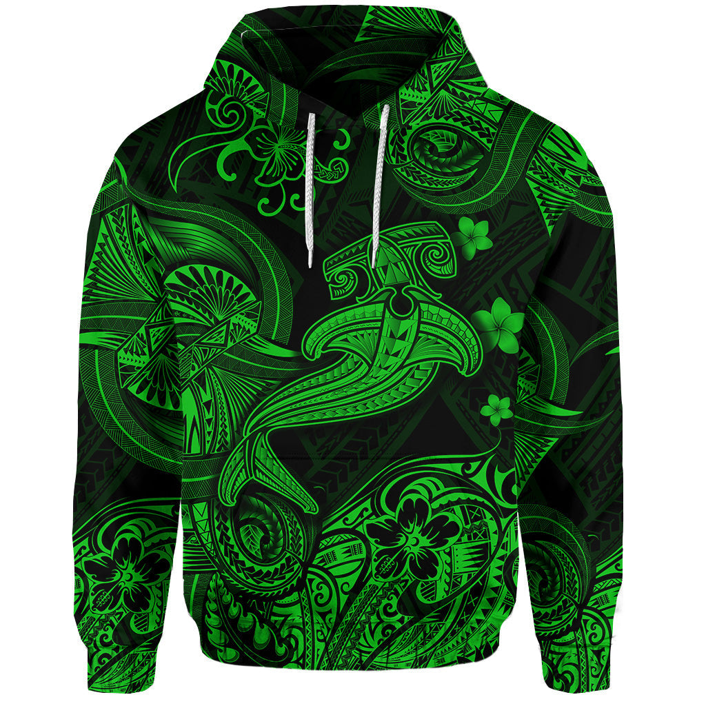 ( Personalised) Hawaii Hammer Shark Polynesian Hoodie Unique Style Green