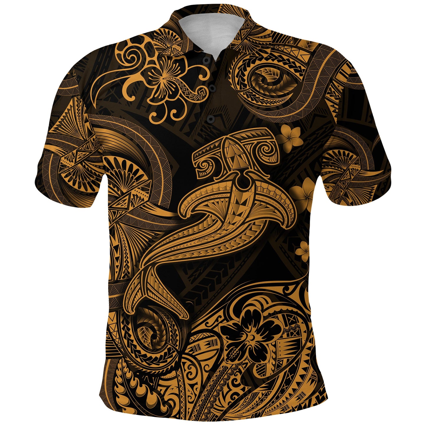 Hawaii Hammer Shark Polynesian Polo Shirt Unique Style - Gold