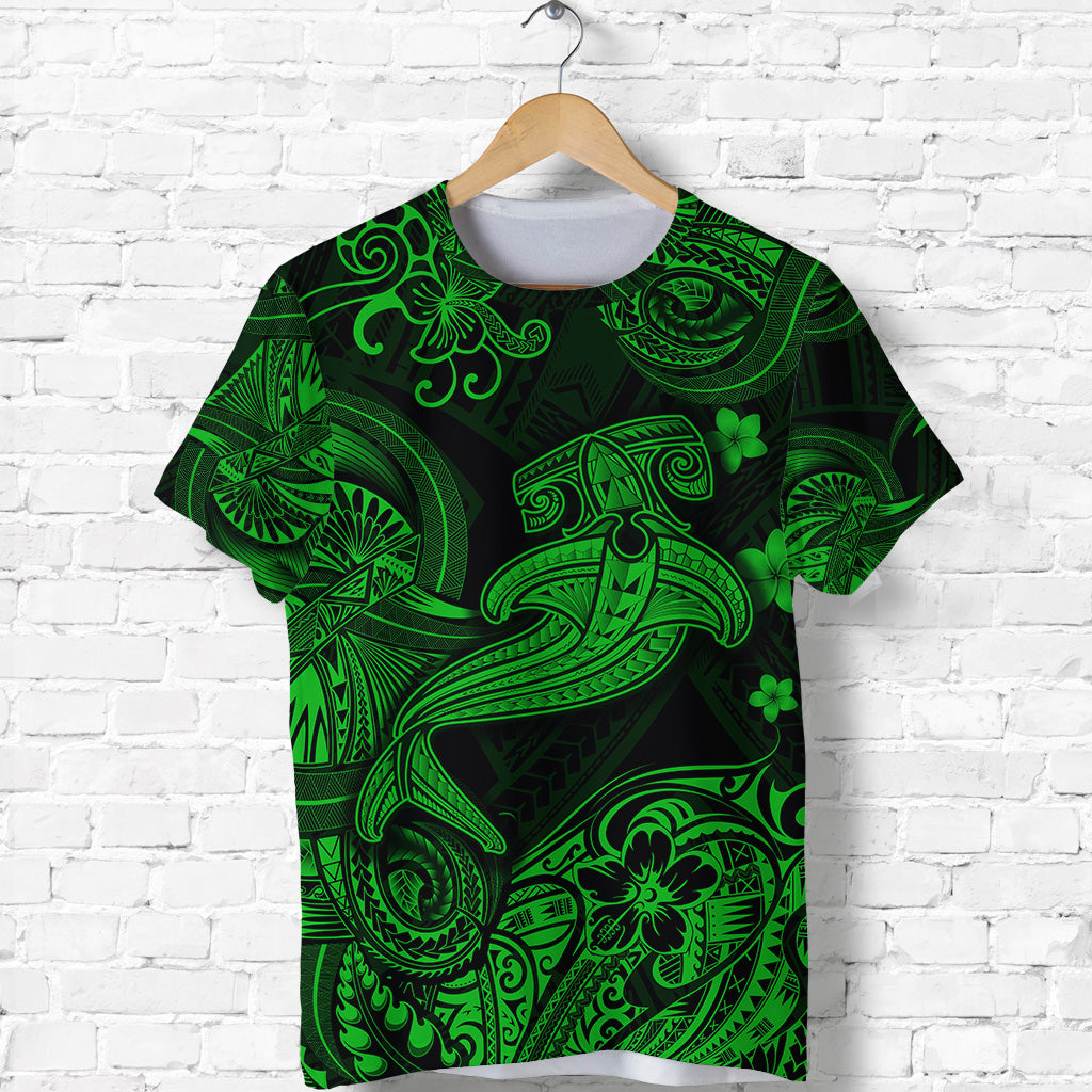 Hawaii Hammer Shark Polynesian T Shirt Unique Style Green
